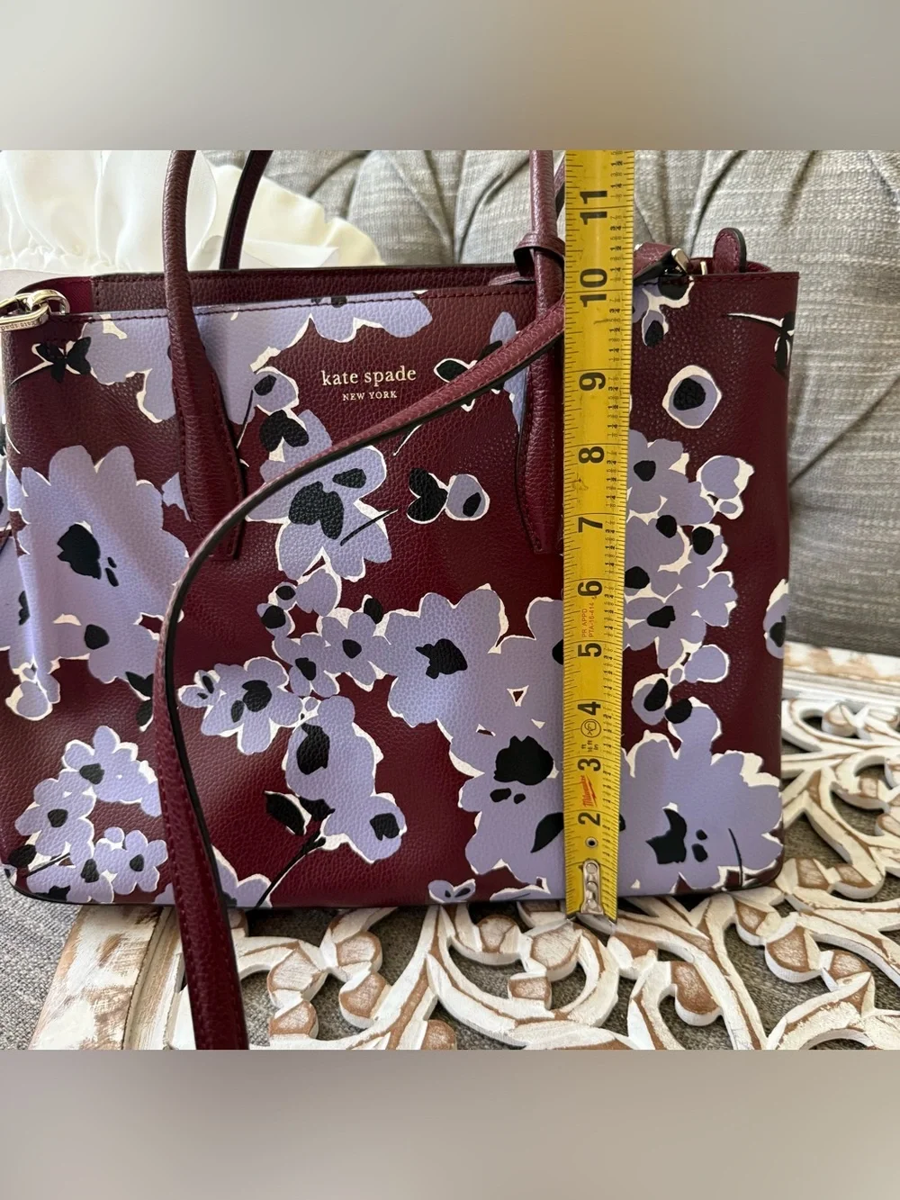 kate spade Eva Floral Leather Tote Handbag Crossbody Purse